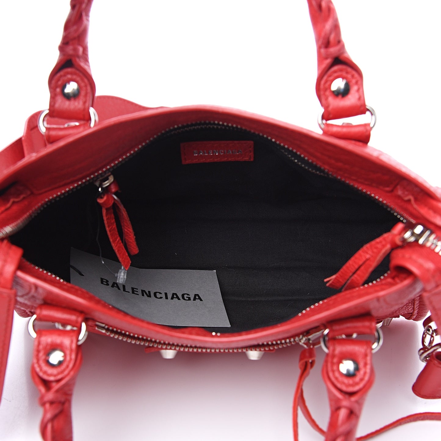 Agneau Classic Silver Hardware Mini City Logo Strap Rouge Cardinal Black
