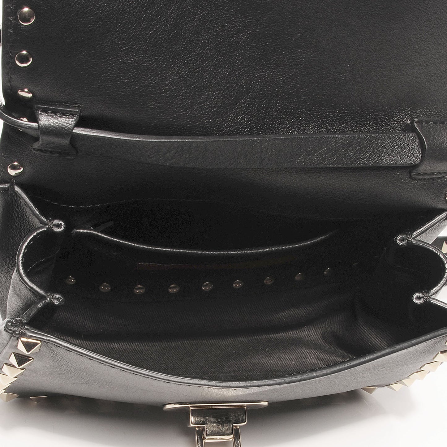 Vitello Mini Rockstud Flap Saddle Crossbody Bag Black