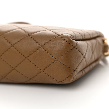 Saint Laurent Lambskin Quilted Gaby Zipped Pouch Dark Cork 10 of 14