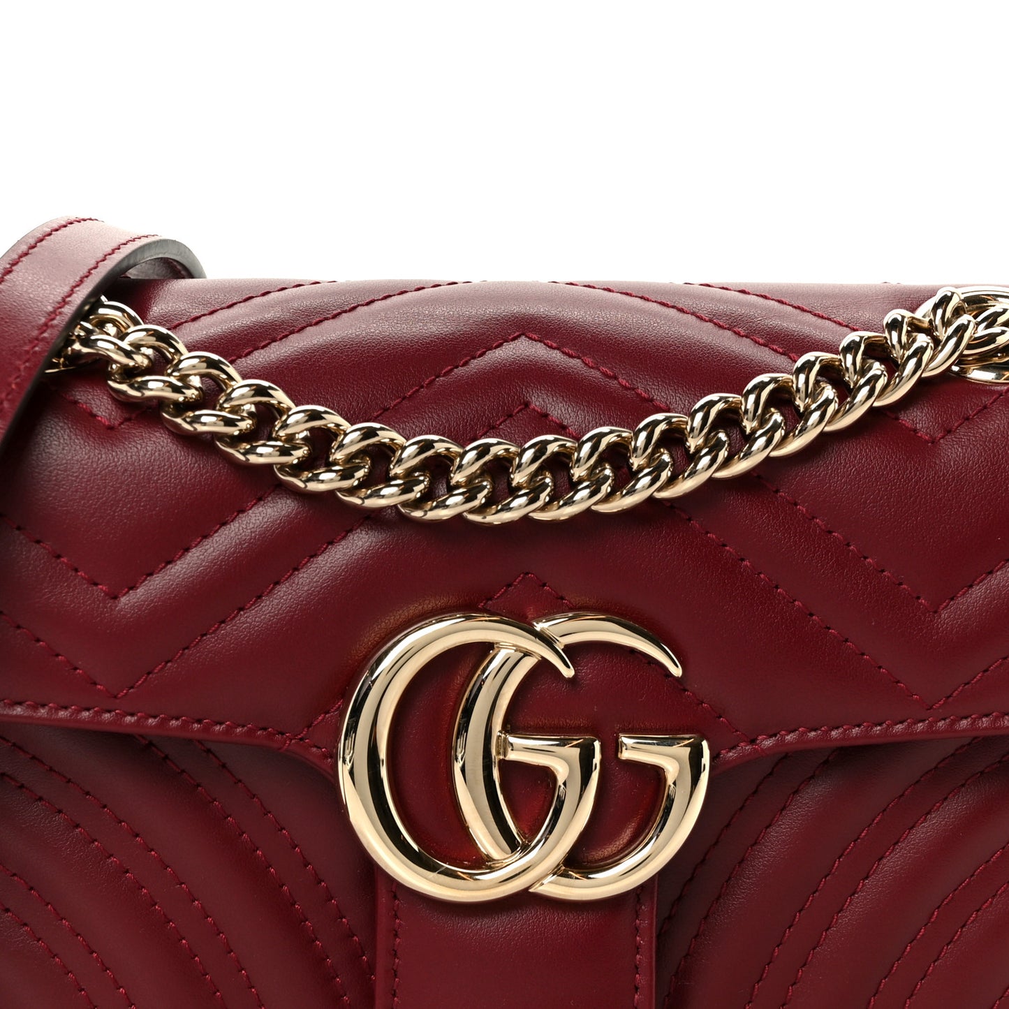 Calfskin Matelasse Mini GG Marmont Shoulder Bag Rosso Ancora