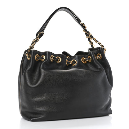 Chanel Grained Calfskin CC Drawstring Bucket Bag Black 3 of 8