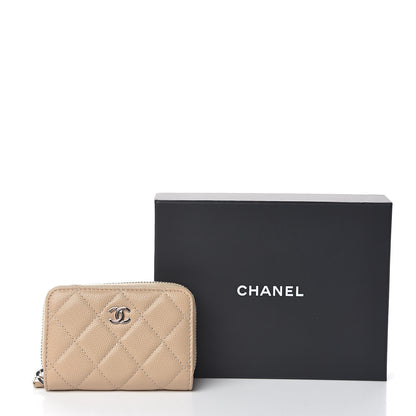Chanel Caviar Quilted Zip Card Holder Beige 11 of 11