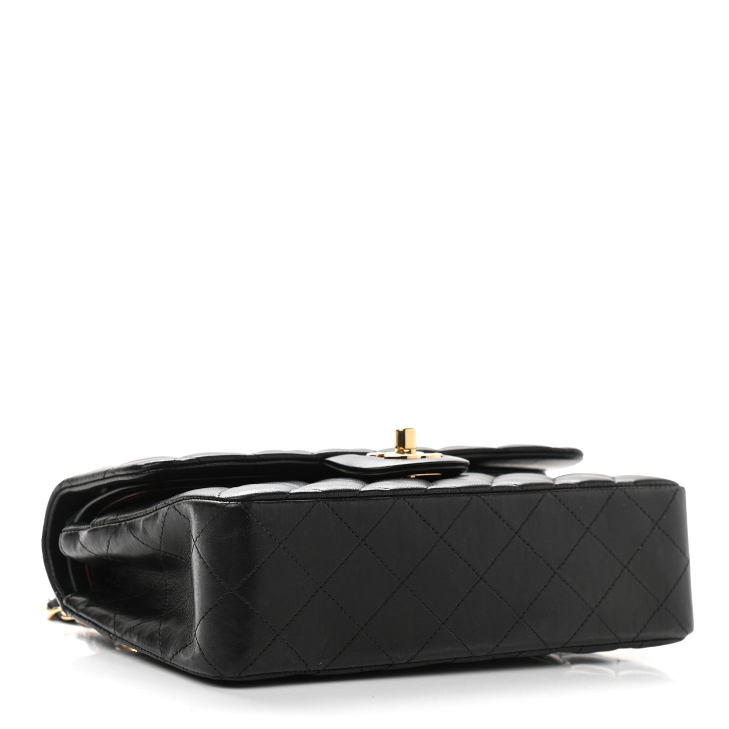 Lambskin Quilted Small Double Flap Black