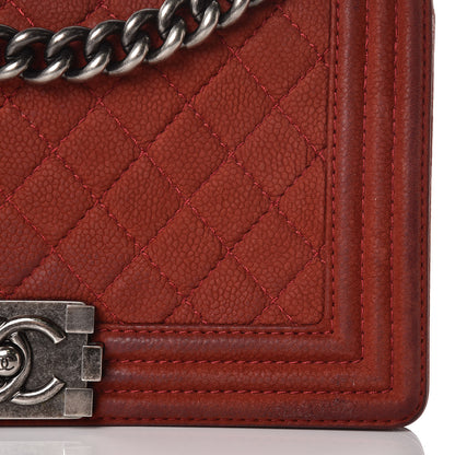 Chanel Iridescent Caviar Quilted Medium Boy Flap Red 12 of 18