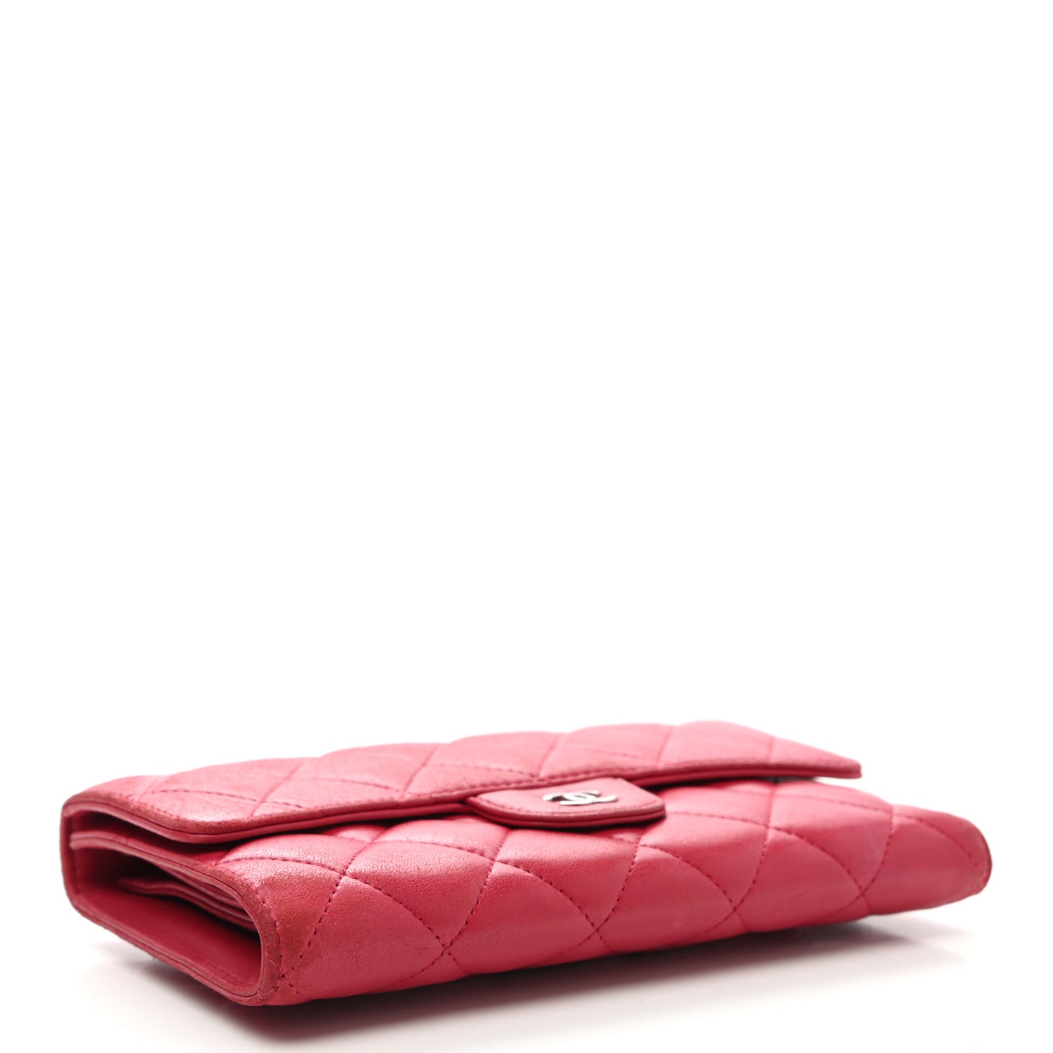Chanel Lambskin Quilted Large Gusset Flap Wallet Fuchsia 4 of 13