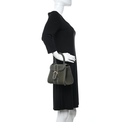 Delvaux Grained Rodeo Calfskin Surpique Mini Brillant Satchel Kaki Ivory 2 of 10