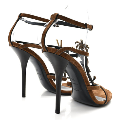 Saint Laurent Suede Cassandra 100 Sandals 38 Brown 4 of 7