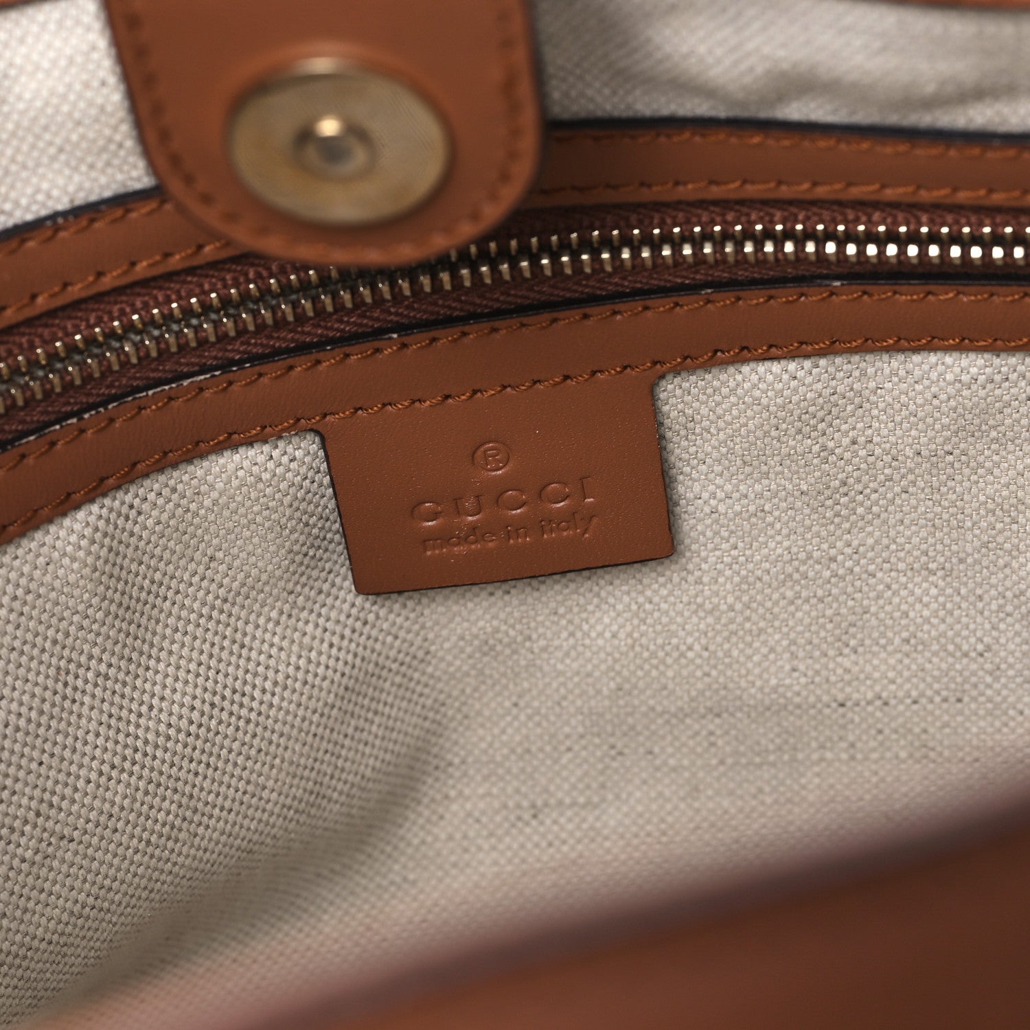 Gucci Denim Calfskin Tote Brown 6 of 12