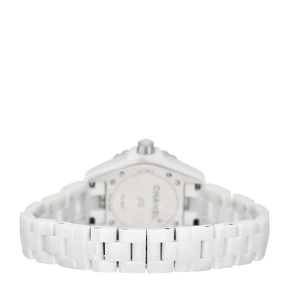 Chanel Stainless Steel Ceramic Diamond 33mm J12 Quartz Watch White 3 of 5