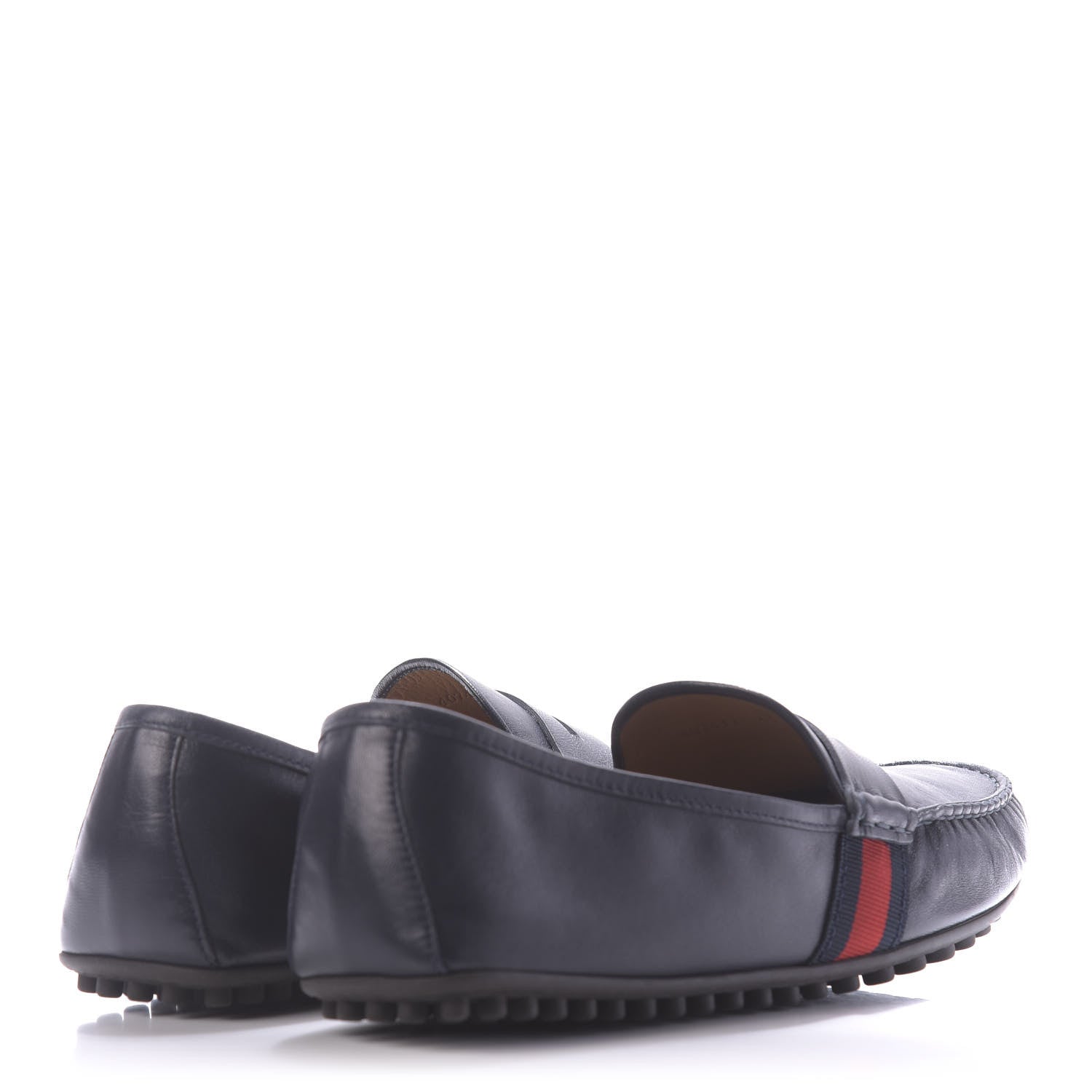 Gucci Nappa Web Mens Kanye Driver Loafers 8.5 Blue 4 of 11