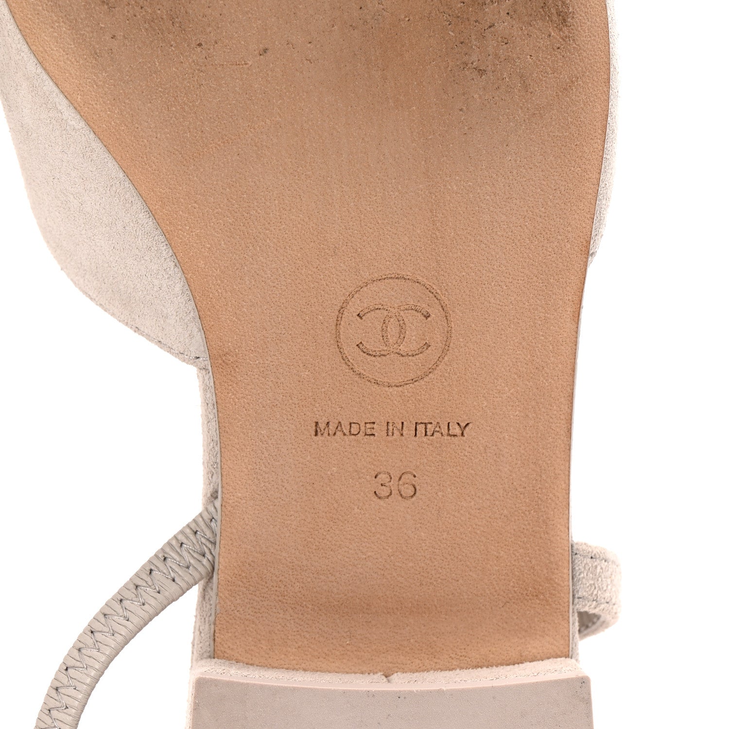 Chanel Suede Cap Toe CC Coco Slingback Pumps 36 Light Grey 7 of 9