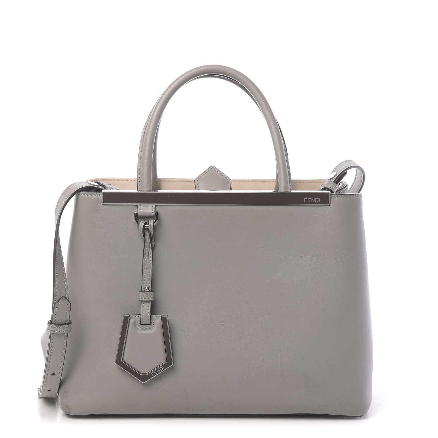 Fendi Vitello Cenury Petite 2Jours Tote Ghiaccio Camelia 1 of 13