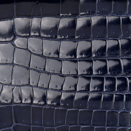 Hermes Shiny Porosus Crocodile Horseshoe Birkin 35 Bleu Electrique Black 8 of 14