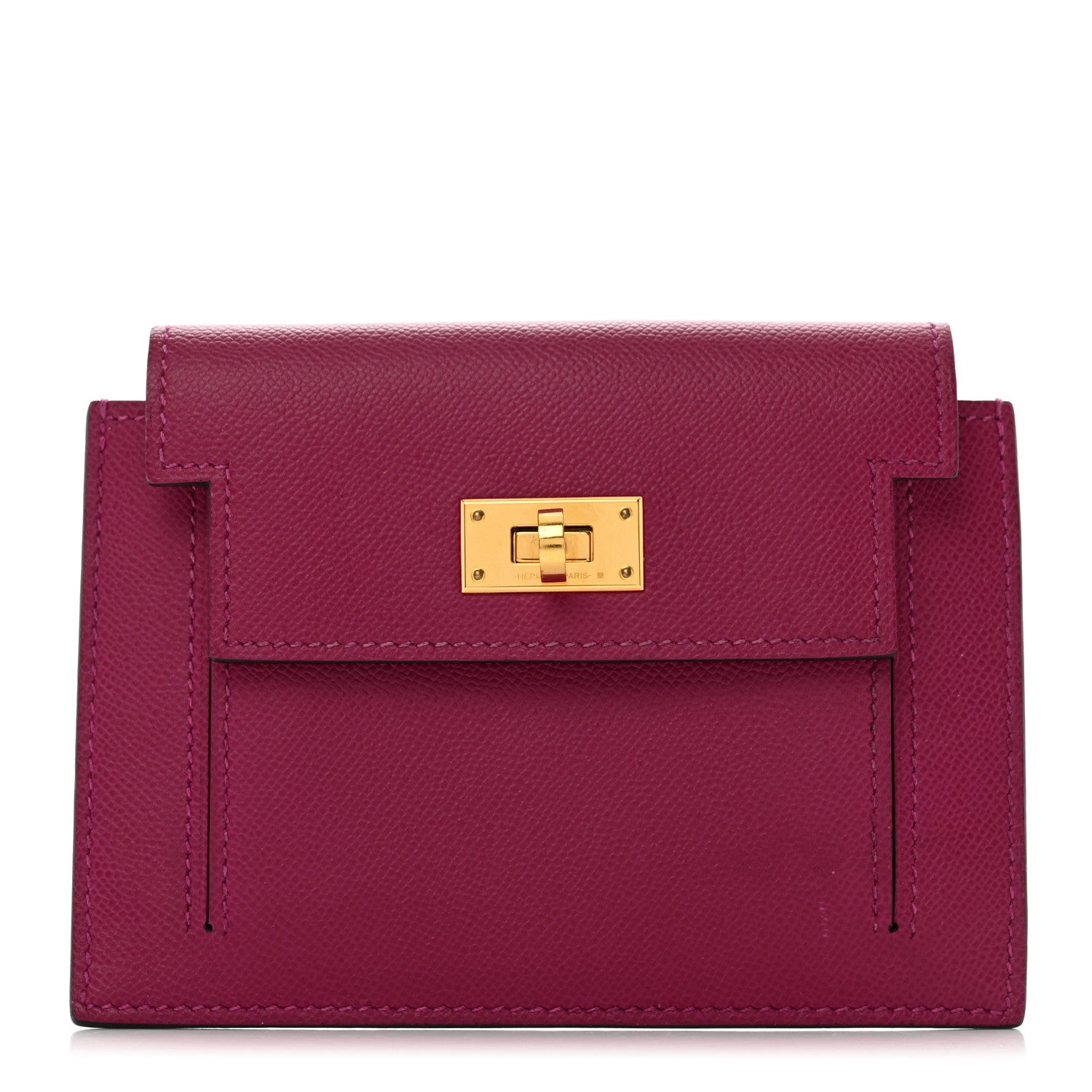 Hermes Madame Calfskin Kelly Pocket Compact Wallet Rose Pourpre 1 of 7