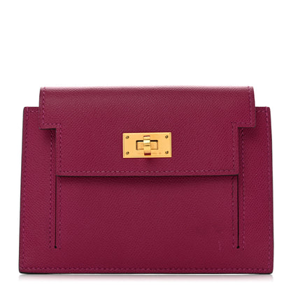 Hermes Madame Calfskin Kelly Pocket Compact Wallet Rose Pourpre 1 of 7