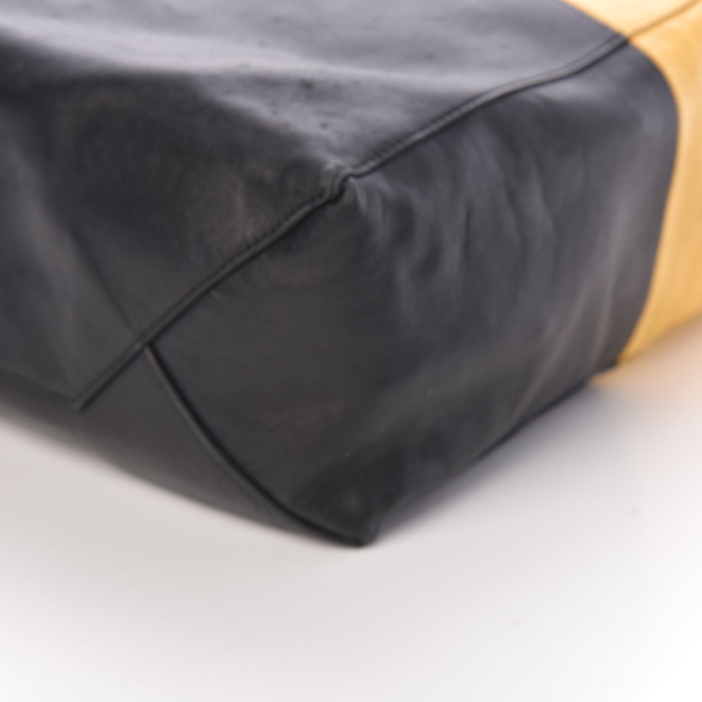 Lambskin Vertical Bi-Cabas Yellow Black