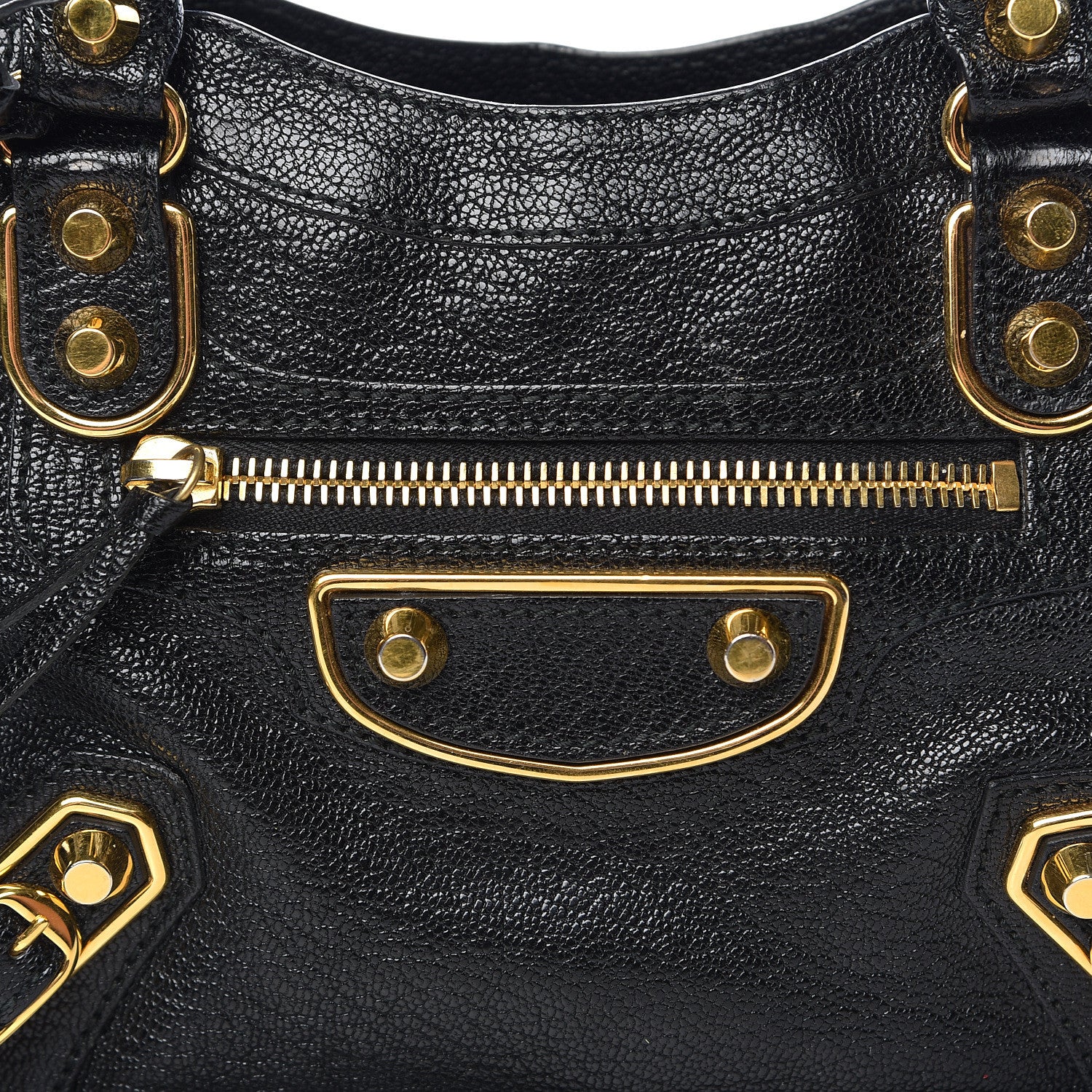 Balenciaga Chevre Gold Metallic Edge Hardware Mini City Black 10 of 13
