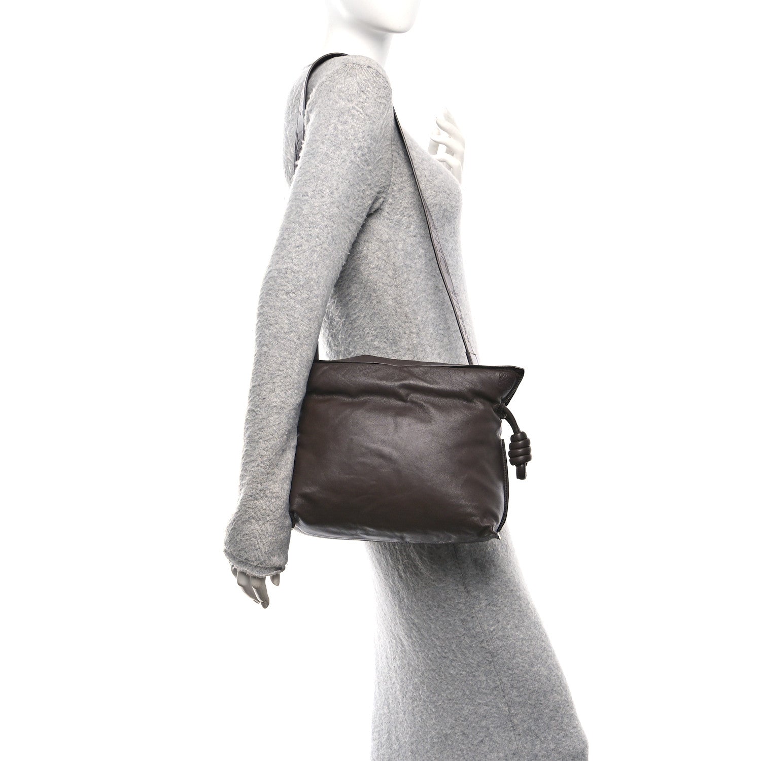 Loewe Calfskin Flamenco Puffer Knot Bag Dark Brown 2 of 9