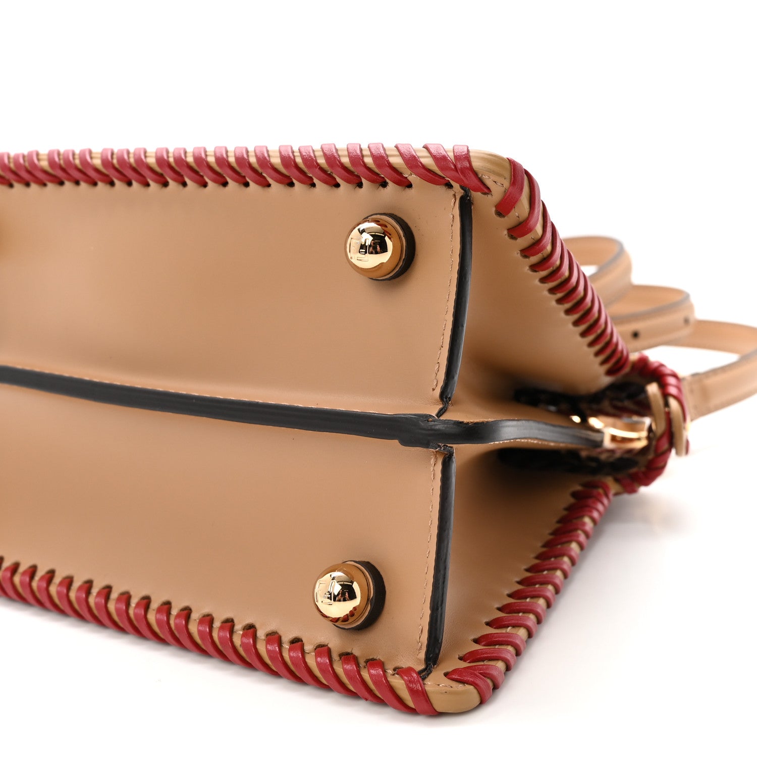 Fendi Vitello King Shiny Nappa Intreccio Petite Peekaboo I SEE U Satchel Miel Mogano Rosa Fragola 9 of 9