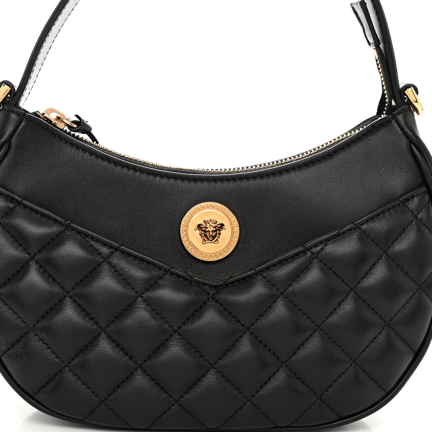 Nappa Quilted Medusa Shoulder Bag Black
