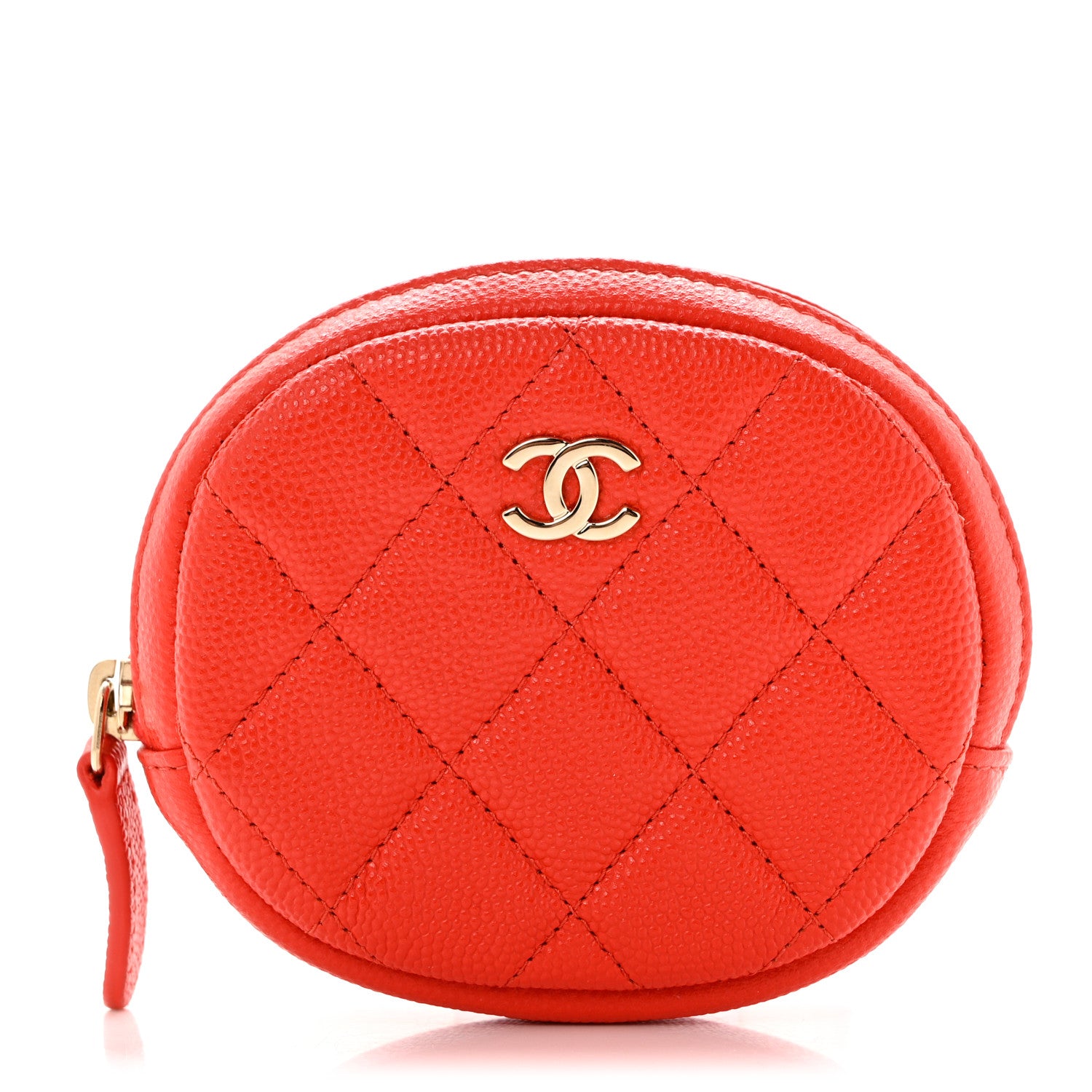 Chanel Caviar Quilted Zip Around Classic Coin Purse Red 1 of 8