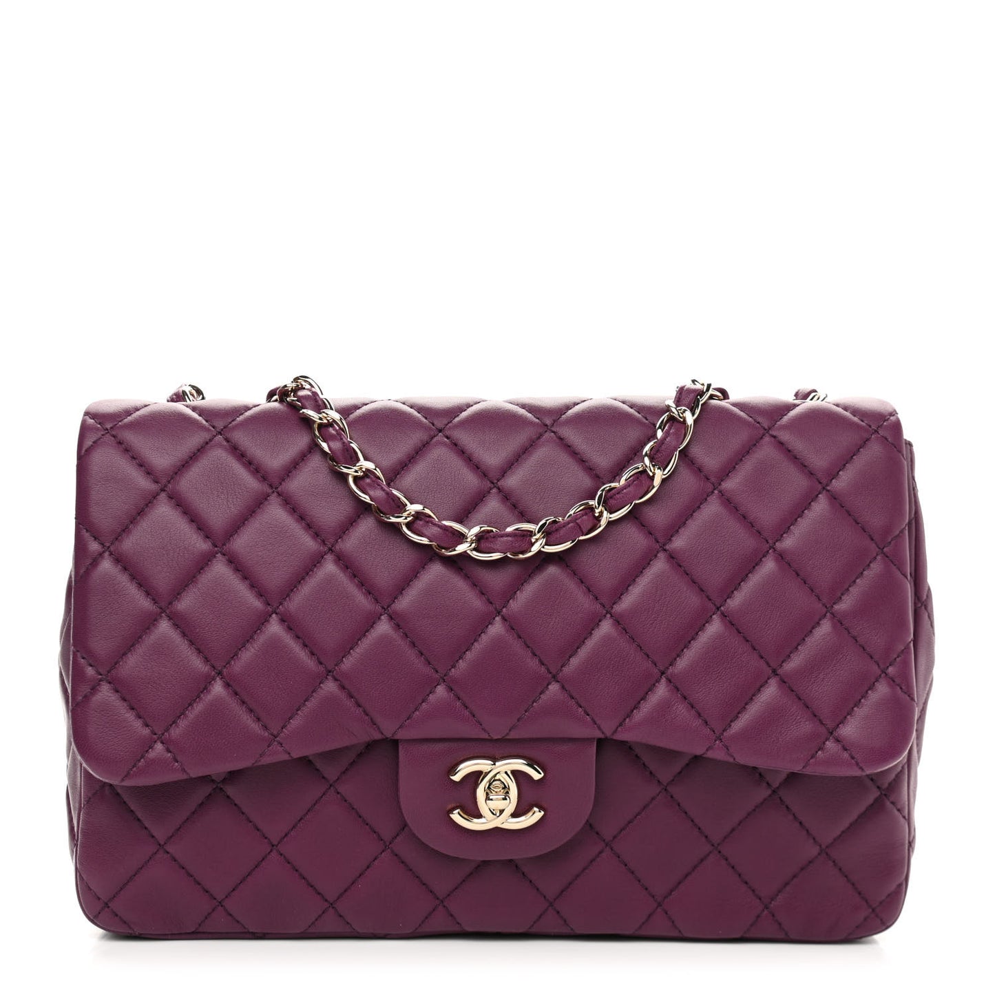 Lambskin Quilted Jumbo Single Flap Purple