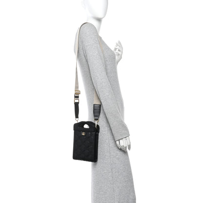 Gucci Calfskin GG Matelasse Mini Top Slip Handle Crossbody Bag Black Natural 2 of 10