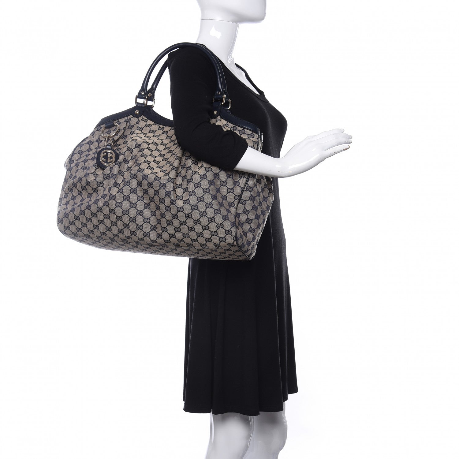 Gucci Monogram Calfskin Large Sukey Tote Beige Blue 2 of 10