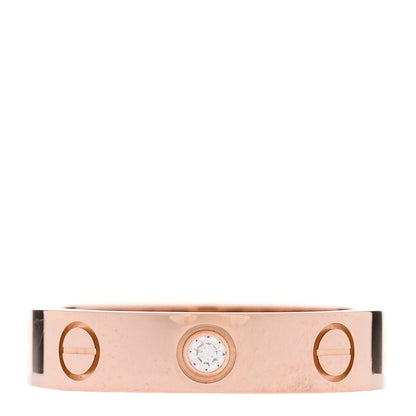 Cartier 18K Pink Gold Diamond 4mm LOVE Wedding Band Ring 47 4 1 of 5