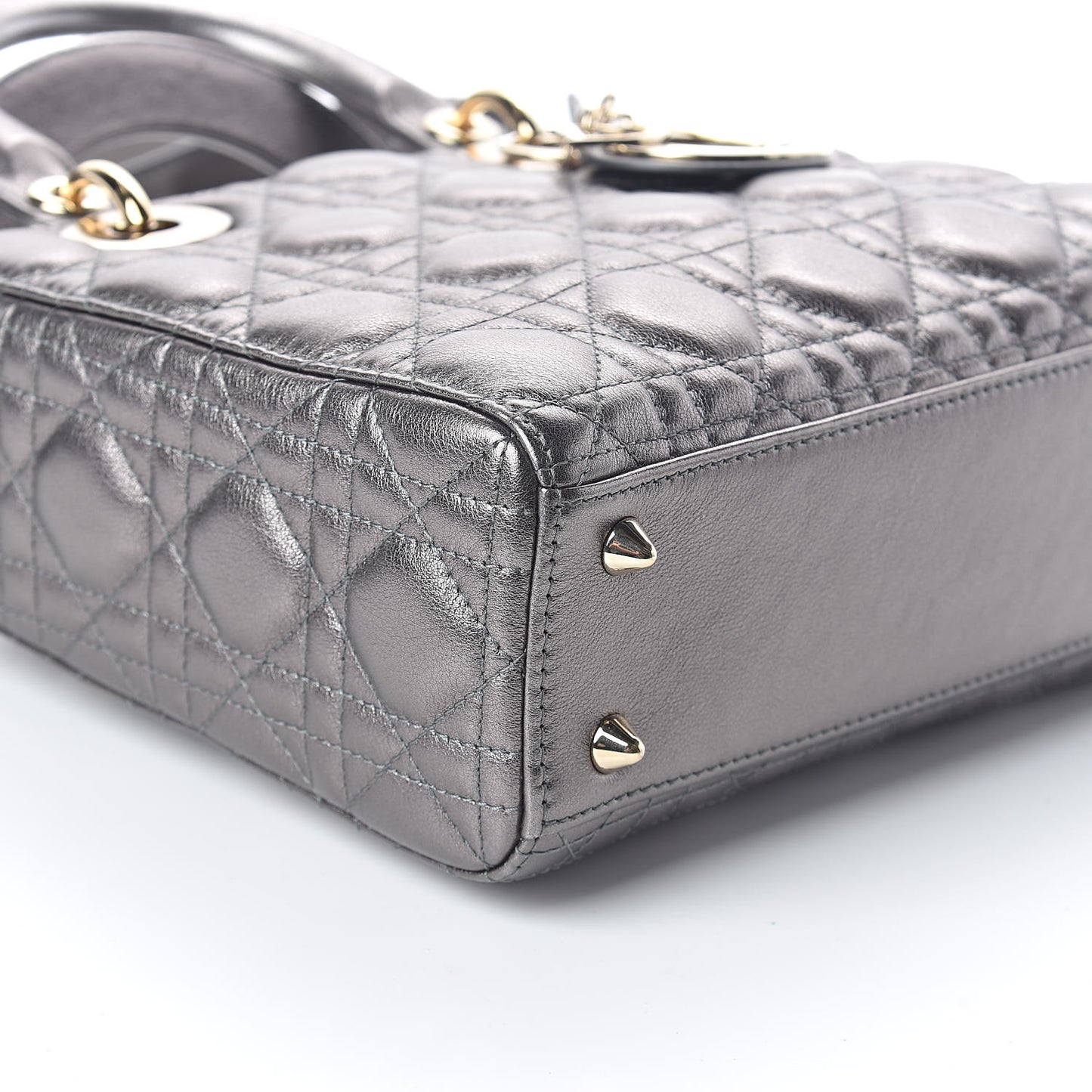 Metallic Grained Calfskin Cannage My ABCDior Lady Dior Gunmetal