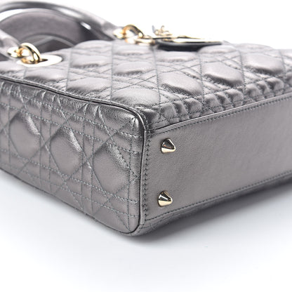 Christian Dior Metallic Grained Calfskin Cannage My ABCDior Lady Dior Gunmetal 7 of 9