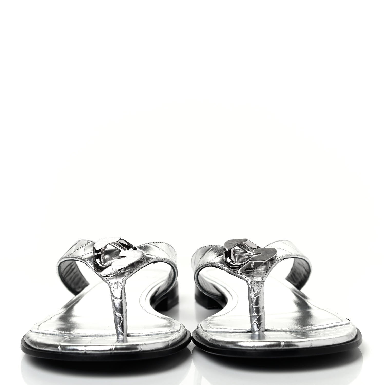 Givenchy Calfskin G Chain Thong Sandals 38.5 Silver 2 of 4