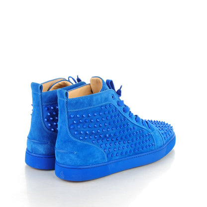 Christian Louboutin Mens Suede Louis Spikes Flat Sneakers 47 Electric Blue 4 of 6