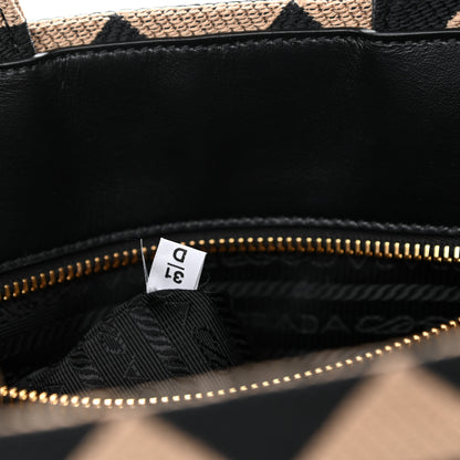Prada Jacquard Saffiano Triangolo Symbole Embroidered Small Tote Black Corda 7 of 10