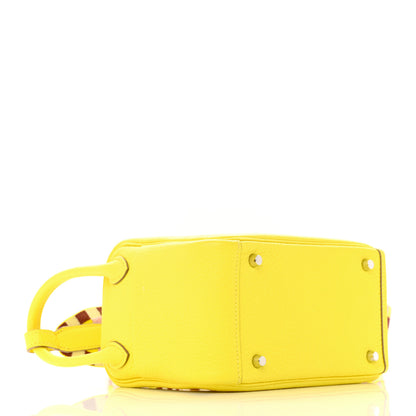 Hermes Taurillon Clemence Maxi Quadrille Mini Lindy 20 Lime Citron 4 of 12