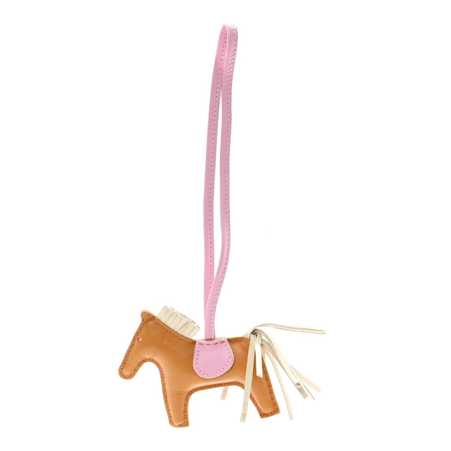 Hermes Milo Lambskin Grigri Rodeo Horse Bag Charm PM Sesame Mauve Sylvestre Craie 1 of 4