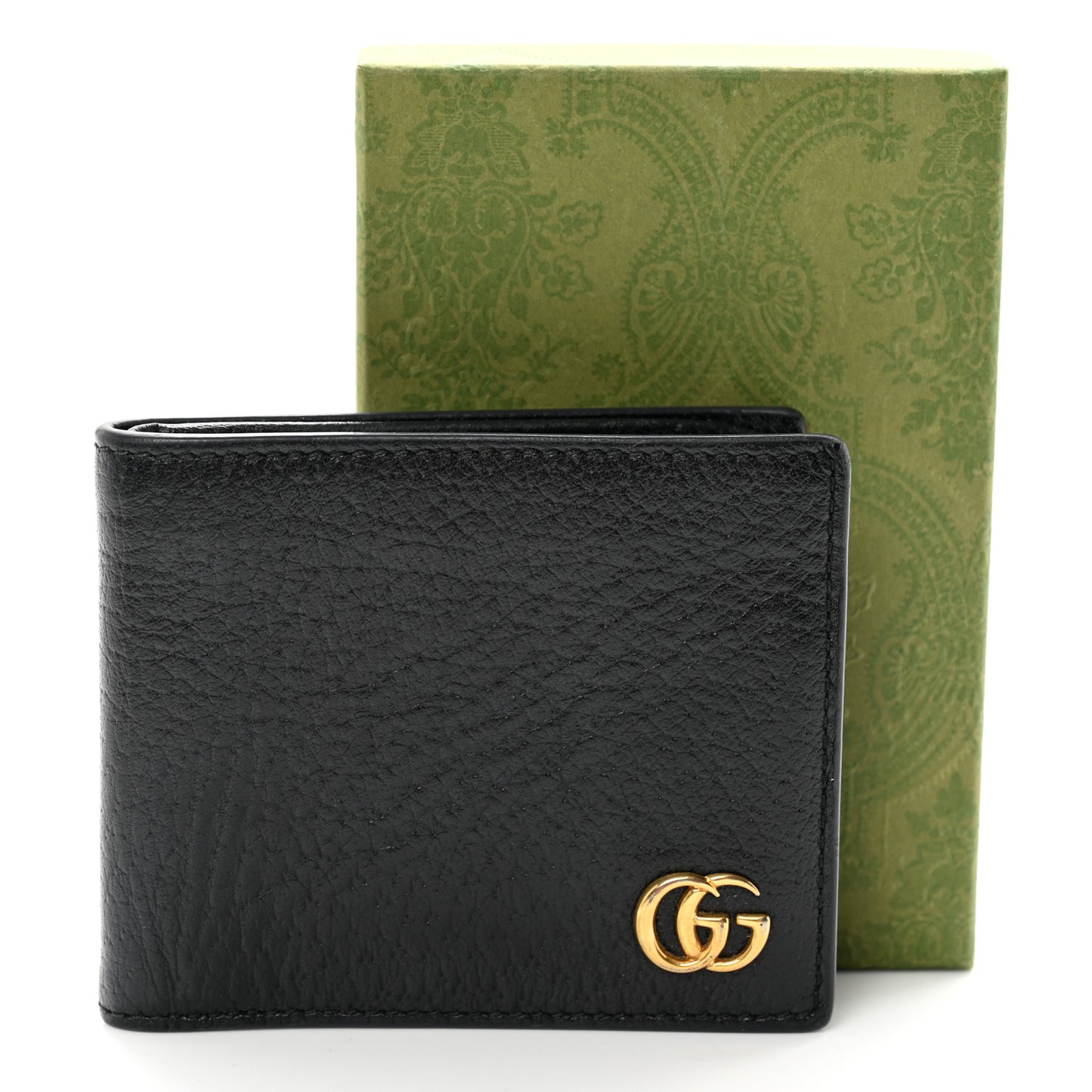 Calfskin Boar Effect GG Marmont Bi-Fold Wallet Black