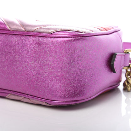 Gucci Laminated Nappa Matelasse Small GG Marmont Chain Shoulder Bag Fuxia Rosso Rosa 9 of 11