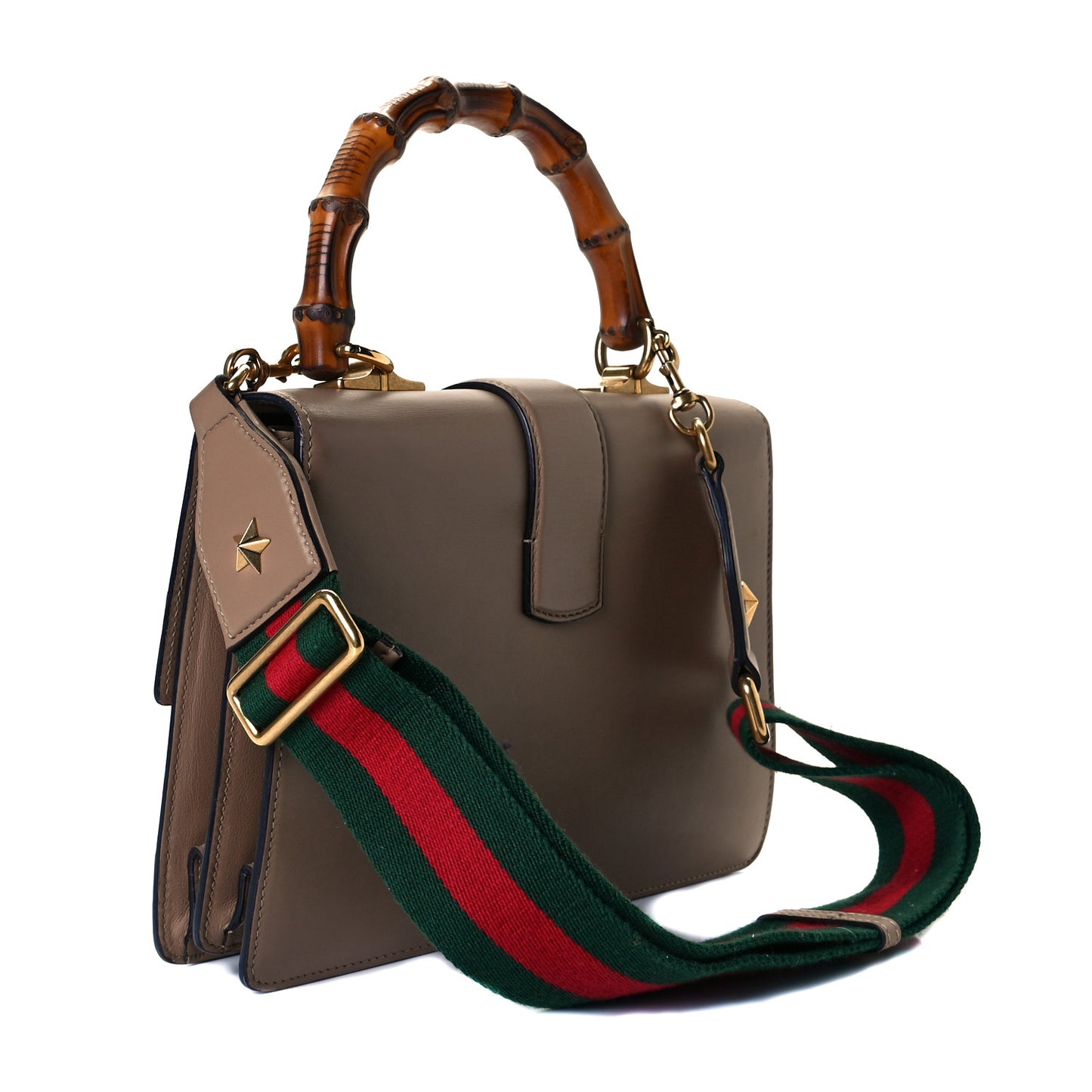 Calfskin Bamboo Web Medium Dionysus Top Handle Bag Camelia Bright Evergreen Hibiscus Red