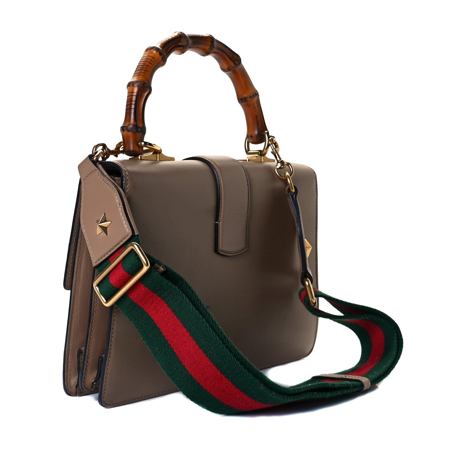 Gucci Calfskin Bamboo Web Medium Dionysus Top Handle Bag Camelia Bright Evergreen Hibiscus Red 3 of 8