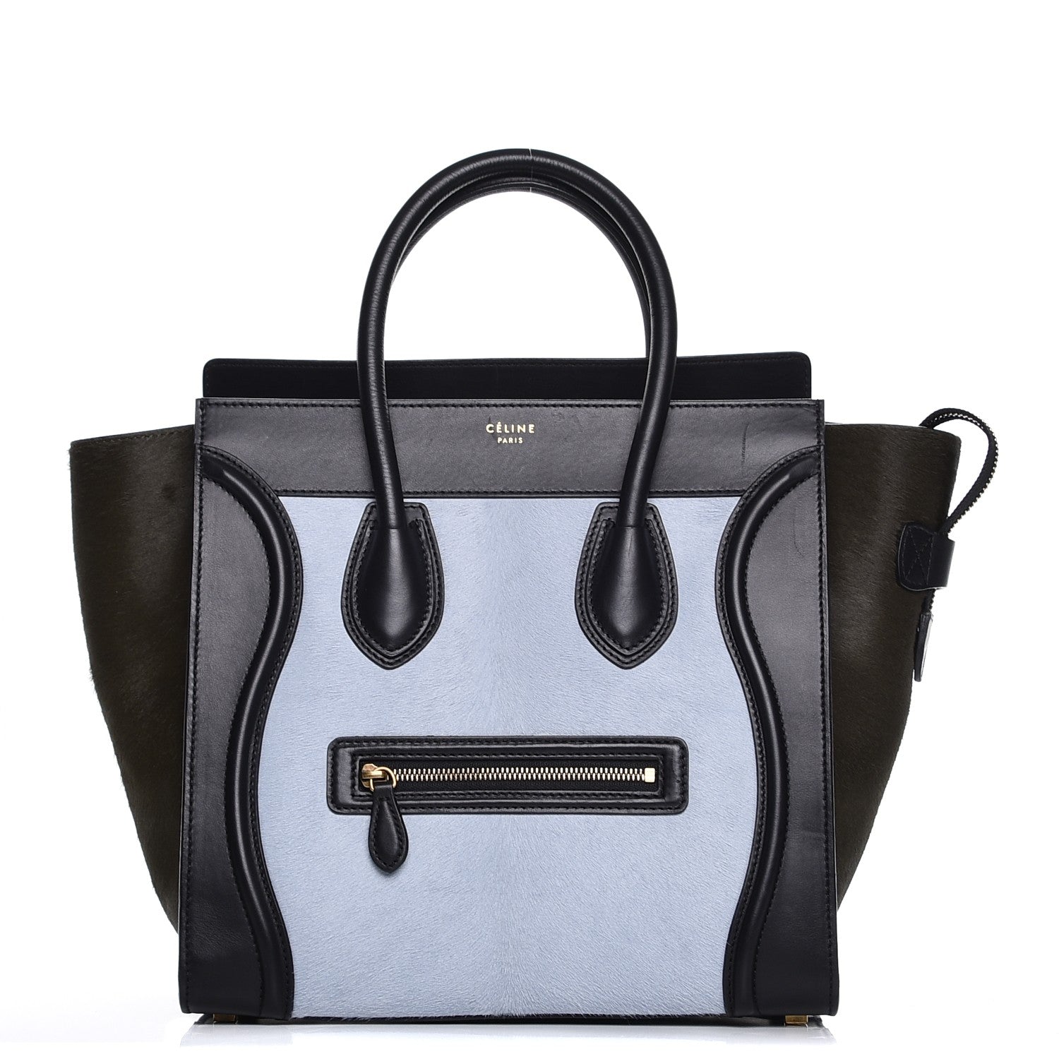 Celine Pony Hair Mini Tri-Color Luggage Baby Blue 1 of 8