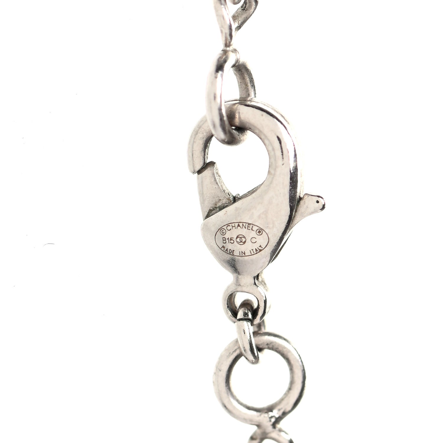 Chanel Baguette Crystal Moon CC Necklace Silver 5 of 5