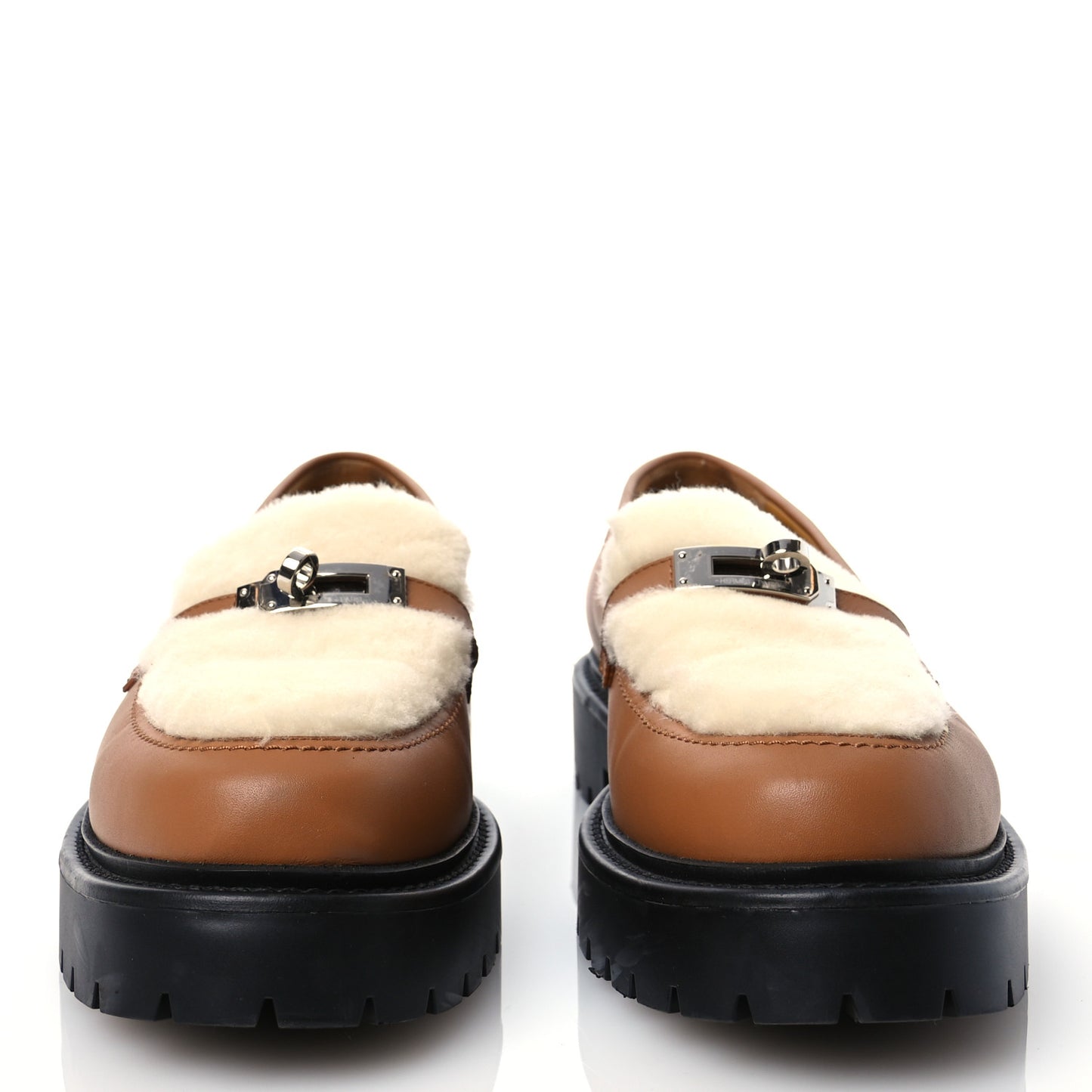 Calfskin Shearling Icone Loafers 41 Naturel Ecru