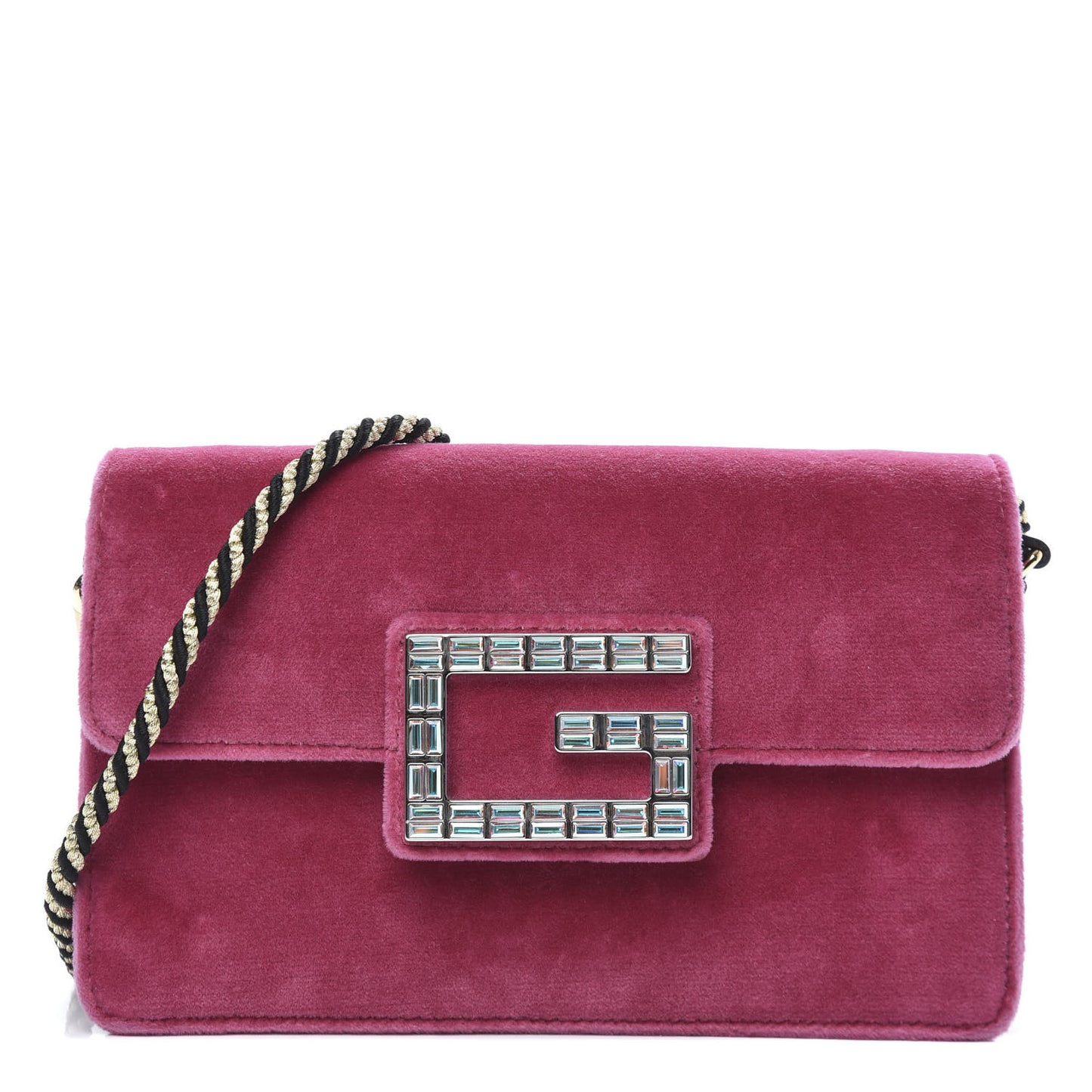 Velvet Crystal Square G Shoulder Bag Light Raspberry Rose