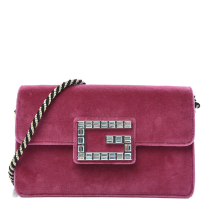 Gucci Velvet Crystal Square G Shoulder Bag Light Raspberry Rose 1 of 11