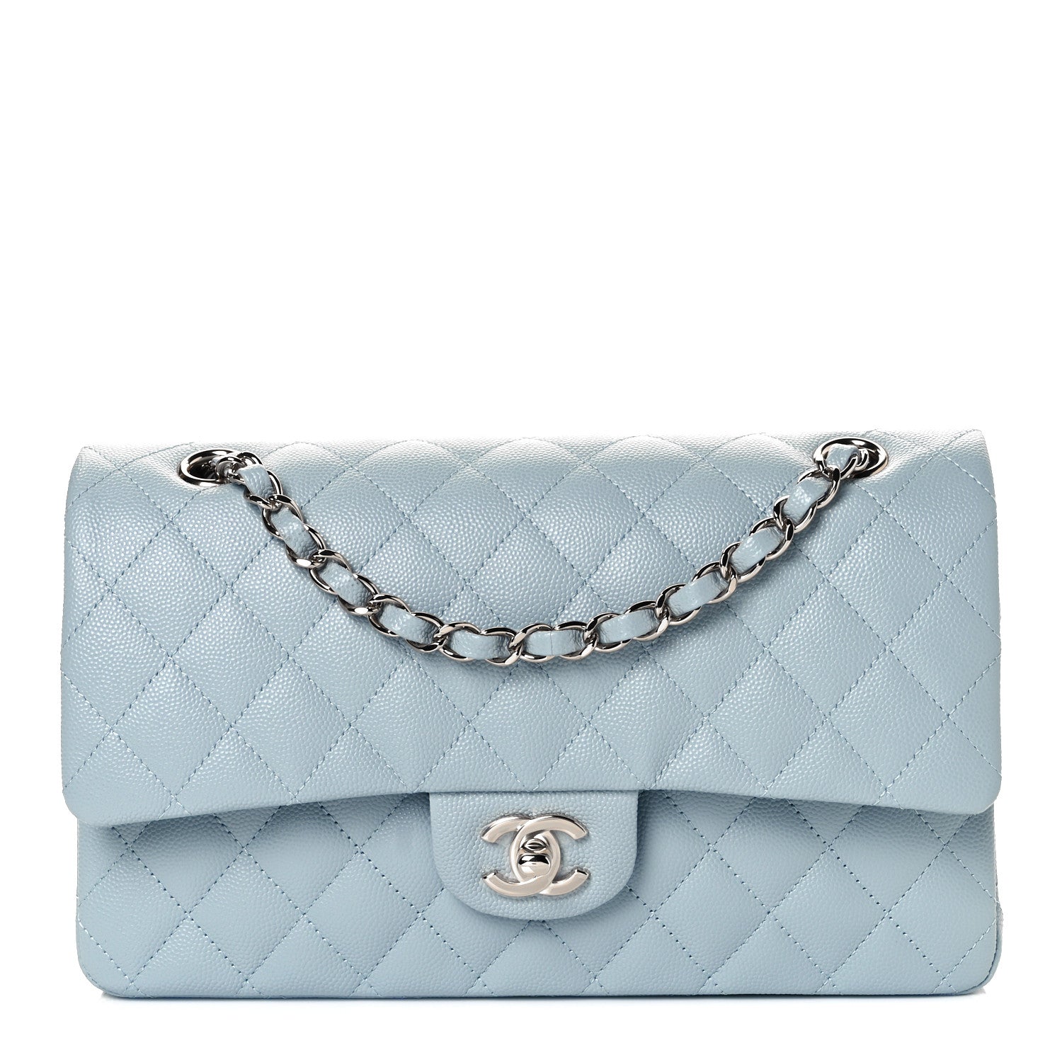 Chanel Caviar Quilted Medium Double Flap Light Blue 1 of 10