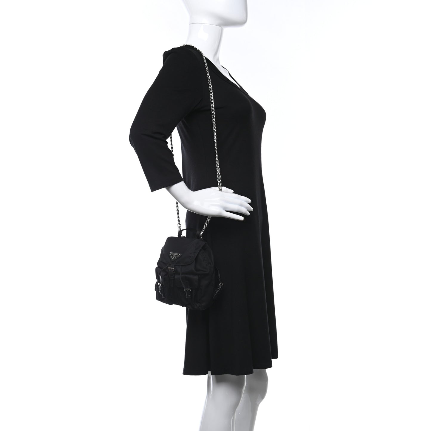 Nylon Vela Mini Crossbody Backpack Black