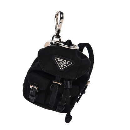 Prada Saffiano Cuir Backpack Keychain Charm Black 1 of 7