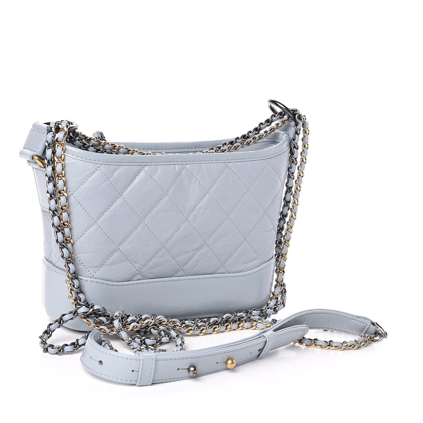 Aged Calfskin Quilted Small Gabrielle Hobo Light Blue