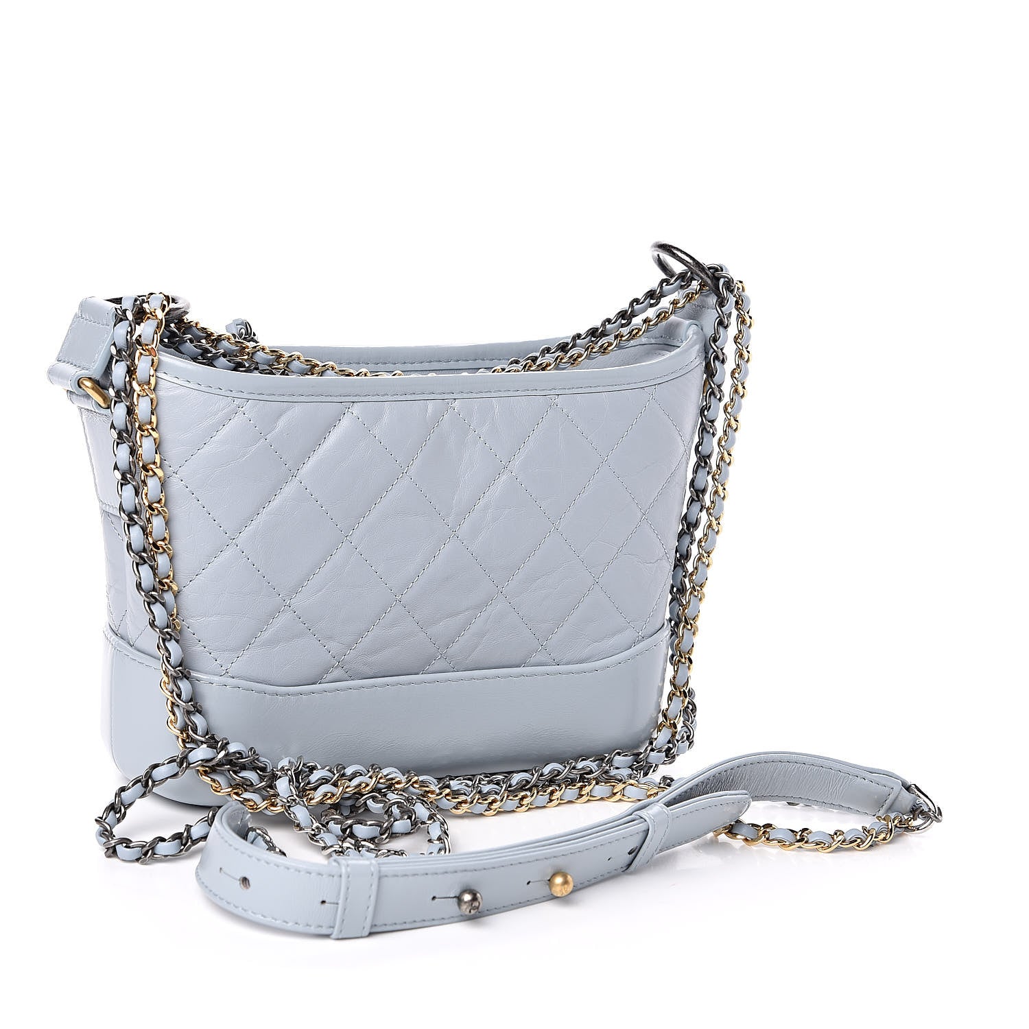 Chanel Aged Calfskin Quilted Small Gabrielle Hobo Light Blue 3 of 10